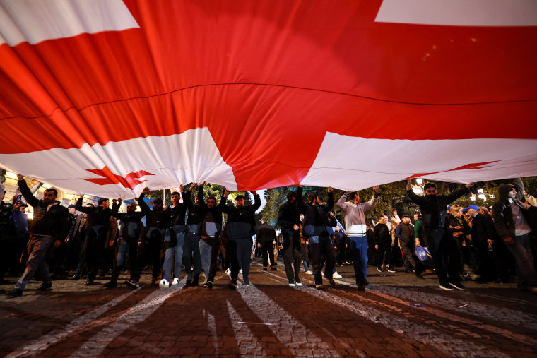 Dream supporters ahead of Georgia's October 26 parliamentary elections.