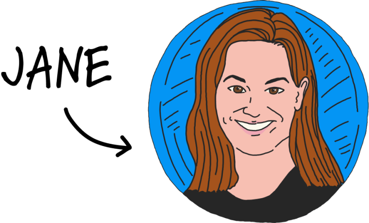 Illustration of reporter Jane Timm