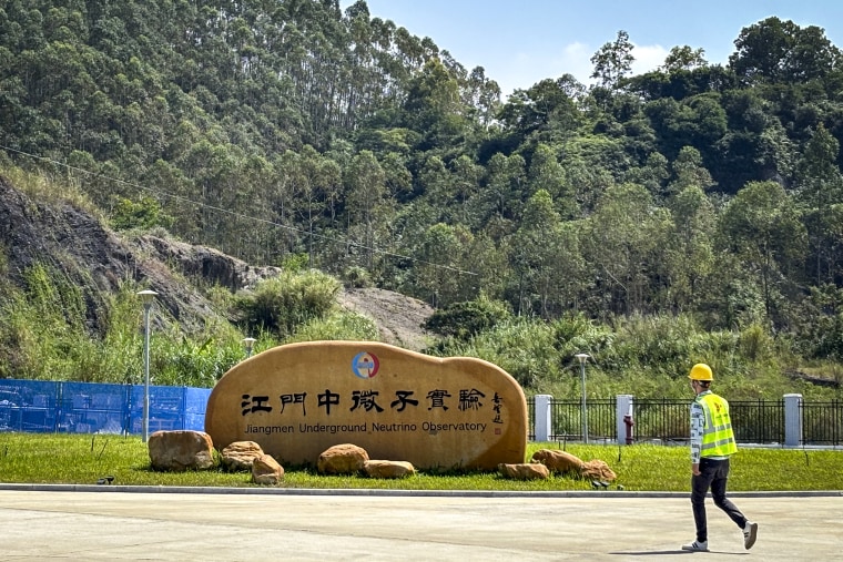 The entrance to the Jiangmen Underground Neutrino Observatory in China.