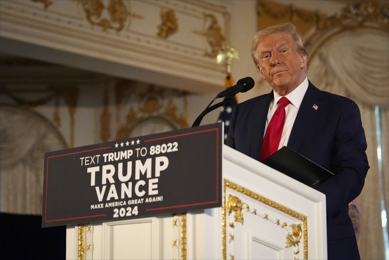 Former President Donald Trump speaks at his Mar-a-Lago estate, Tuesday, Oct. 29, 2024, in Palm Beach, Fla. 