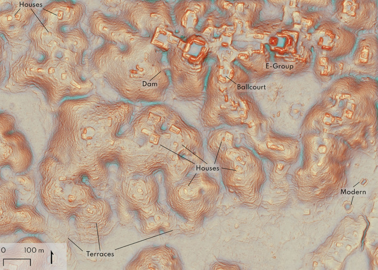 Lidar aerial photography shows ancient settlements in the Campeche region of Mexico. 