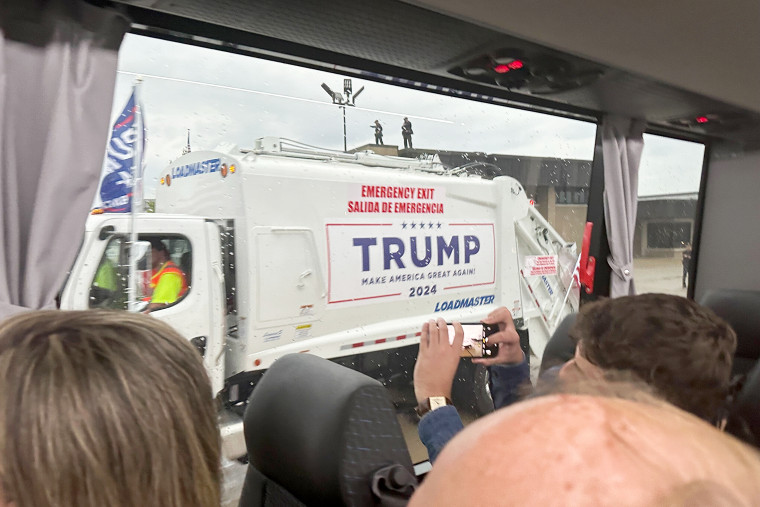 garbage truck Trump campaign logo politics political