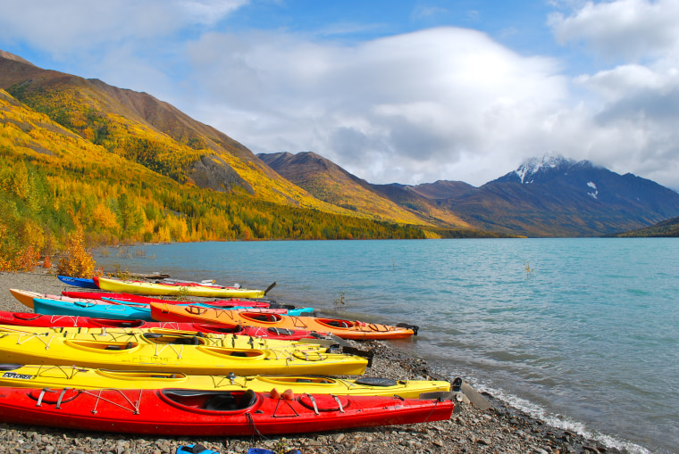 Eklutna Lake is at the ready for some fall fun on kayaks.