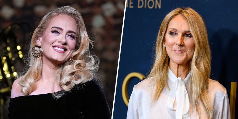 Adele was thrilled after spotting Celine Dion in the crowd at one of her residency shows in Las Vegas.