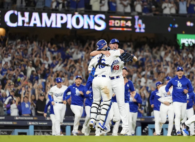 Dodgers celebrate NL pennant victory in 2024.