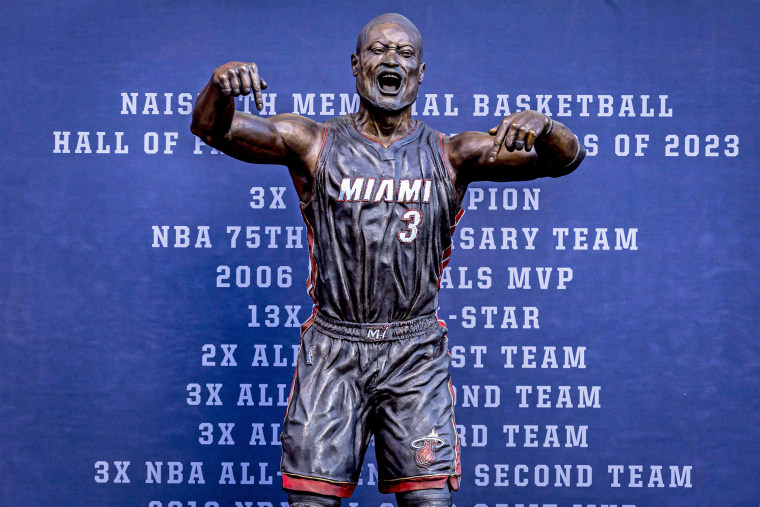 Dwyane Wade statue outside the Miami Heat arena.