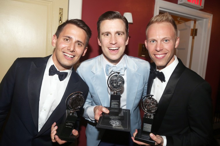 Benj Pasek, Gavin Creel and Justin Paul.