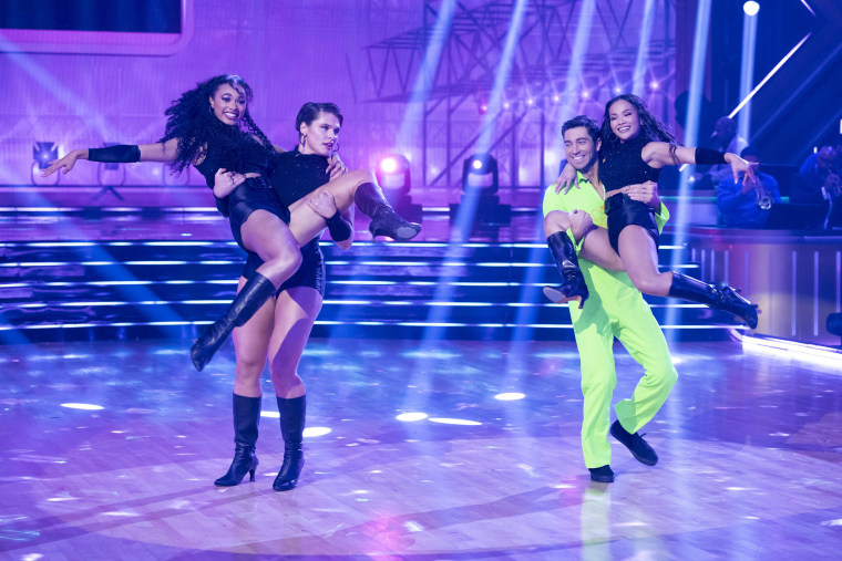 Chandler Kinney, Ilona Maher, Joey Graziadei and Jenn Tran on Dancing with The Stars.