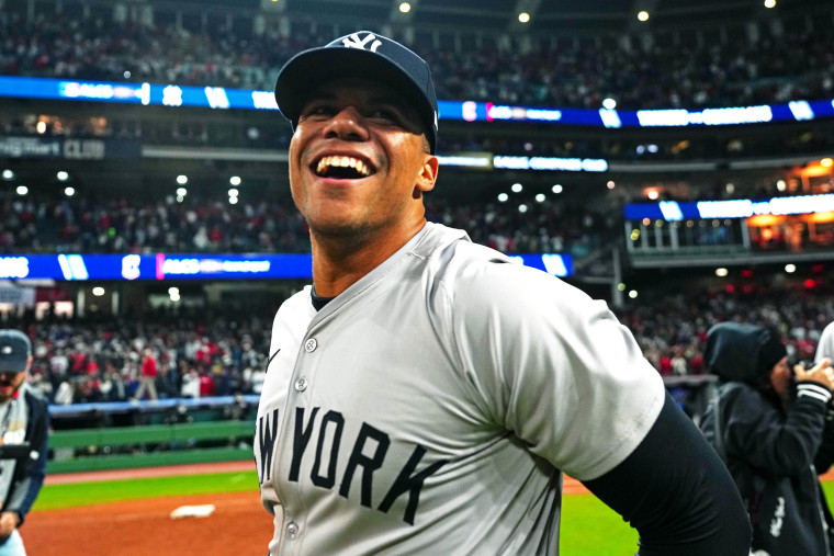 Juan Soto after the Yankees clinched the 2024 American League pennant.