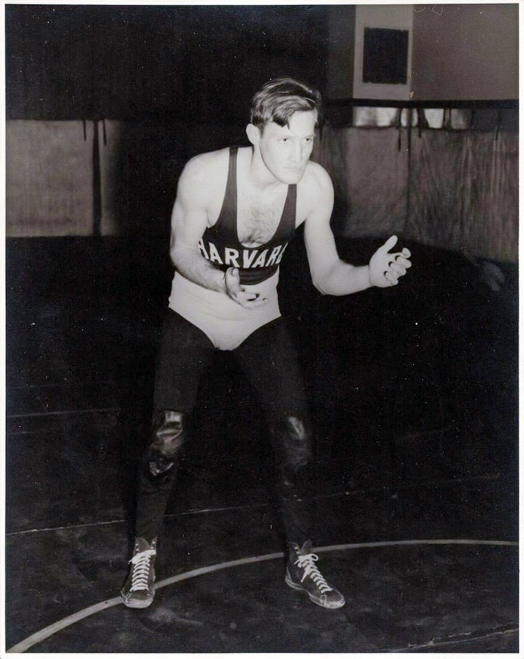 An old photo of David Scott in his wrestling uniform.