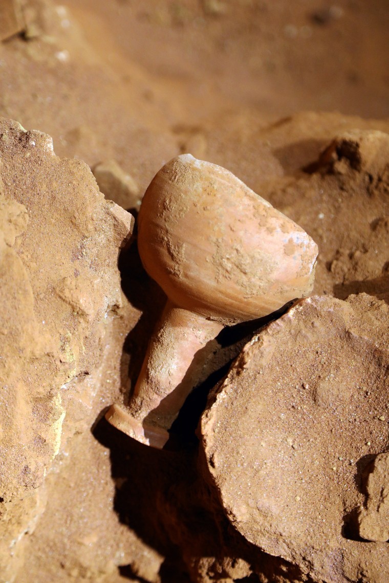 A cup discovered in a tomb at the site resembled the third-century Holy Grail "Indiana Jones" Film. 