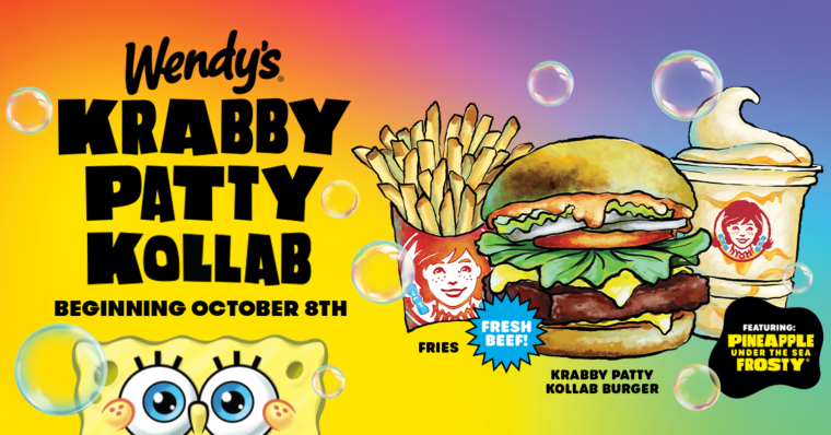 Krabby Patty Kollab Burger and Pineapple Under the Sea Frosty.