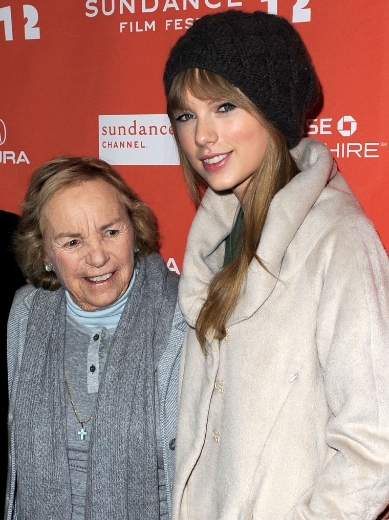 Ethel Kennedy and Taylor Swift attend the premiere of 'Ethel' held at the MARC Theater during the 2012 Sundance Film Festival on January 20, 2012 in Park City, Utah.