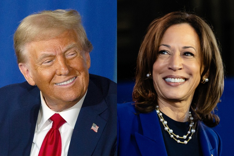 Side by side with Donald Trump and Kamala Harris