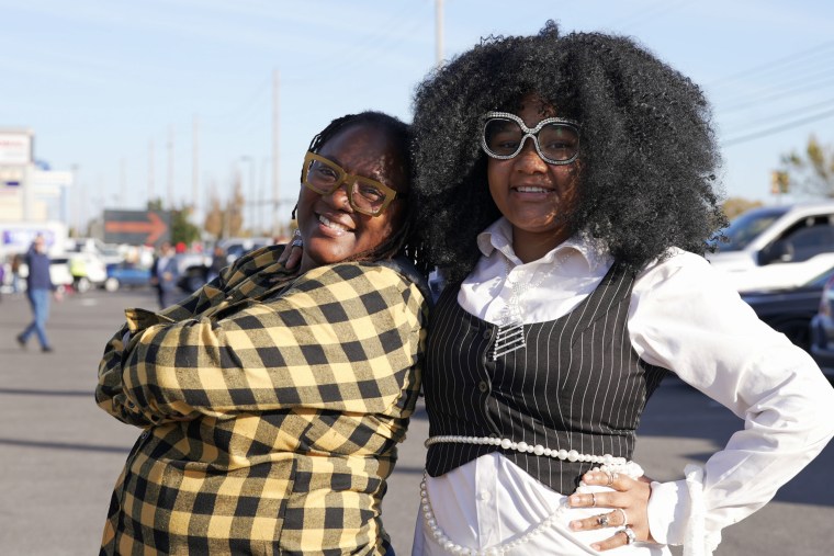 Harris supporter Landy Twum and her daughter Mikia Lewis