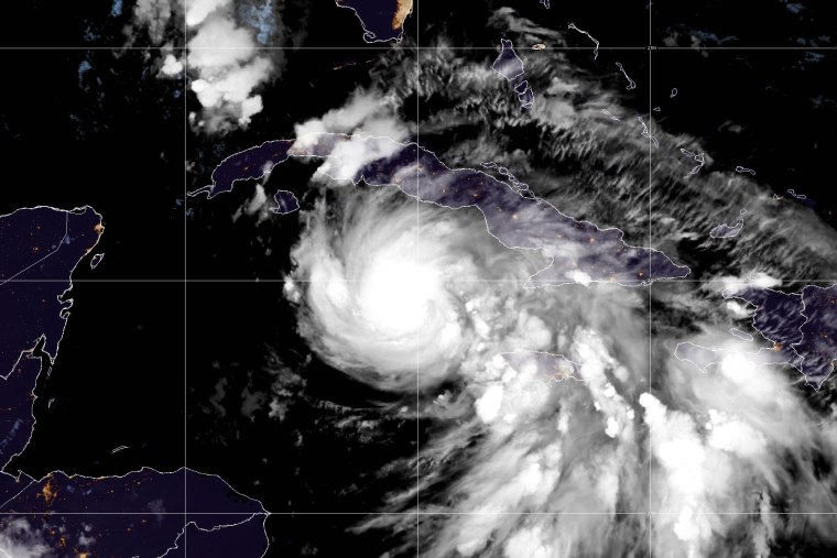 A satellite image of Storm Rafael