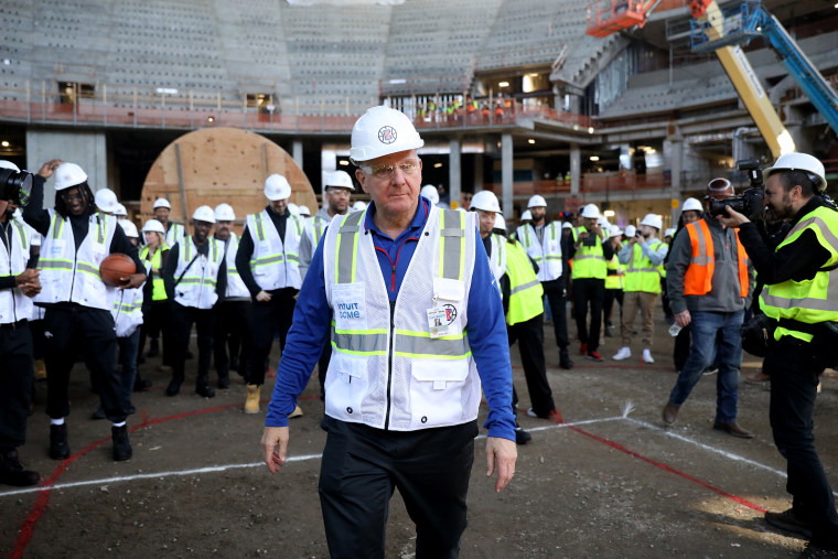 The Los Angeles Clippers are hosting media for a construction milestone with owner Steve Ballmer at the site of the Intuit Dome in Inglewood.