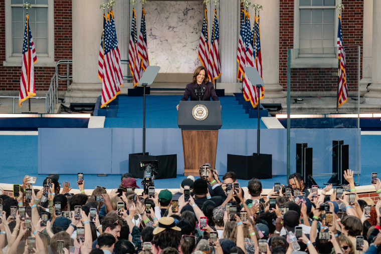 Harris gives her concession speech Wednesday at her alma mater, Howard University.