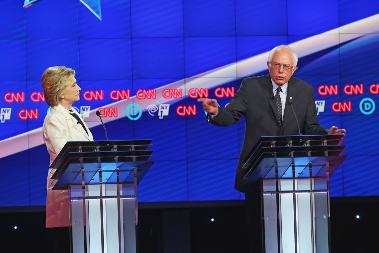 Hillary Clinton And Bernie Sanders Spar At Democratic Debate In Brooklyn in 2016