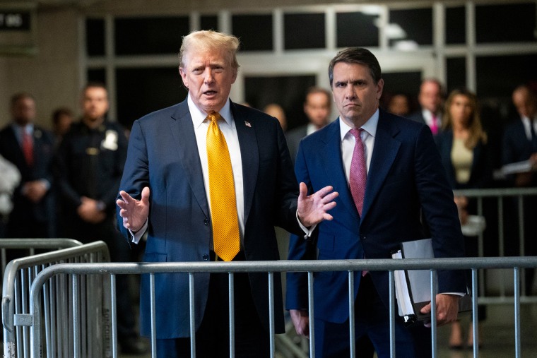 Donald Trump makes remarks outside the courtroom