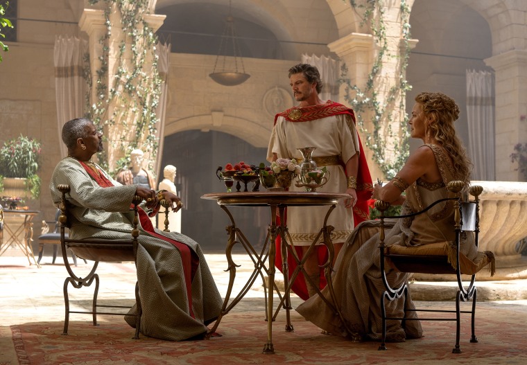 Denzel Washington as Macrinus in a scene from "Gladiator II"