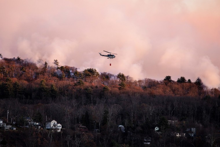 A wildfire on the border of New York and New Jersey in Greenwood Lake, N.Y.