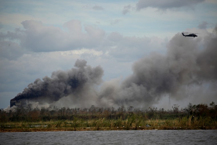 Smoke billows from a chemical fire