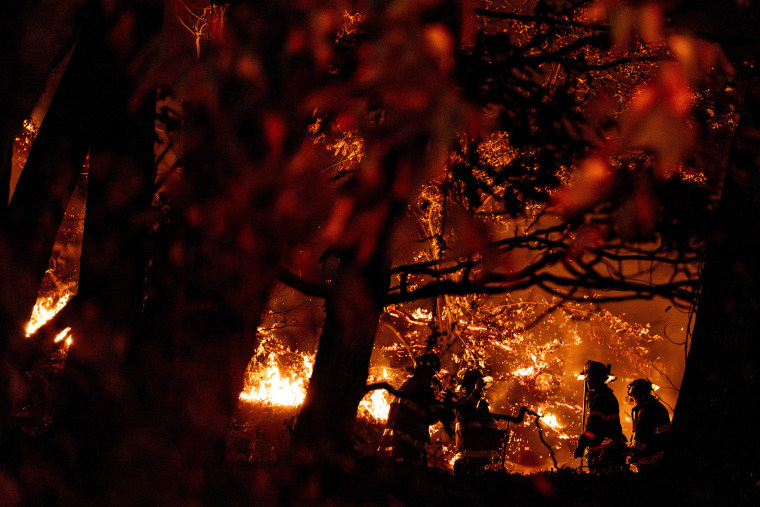 Firefighters respond to a brush fire in Inwood Hill Park at the northern tip of Manhattan on Nov. 13. Dozens of firefighters were battling the brush fire just days after fires in wooded areas of Brooklyn, the Bronx and New Jersey spread smoke across New York City.