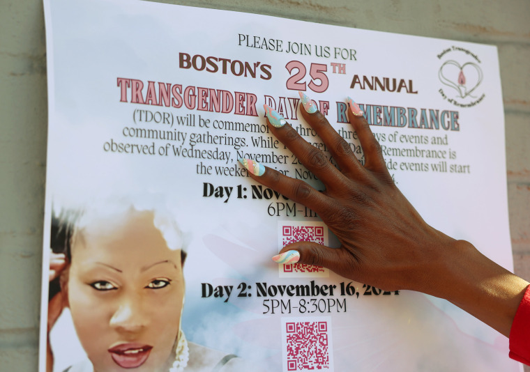 Rita Hester is pictured on a poster in Boston for Transgender Day of Remembrance 