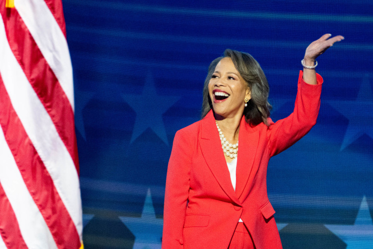 WASHINGTON - AUGUST 21: Rep. Lisa Blunt Rochester, D-Delaware, speaks on day three of the 2024 Democratic National Convention in Chicago on Wednesday, August 21, 2024. 