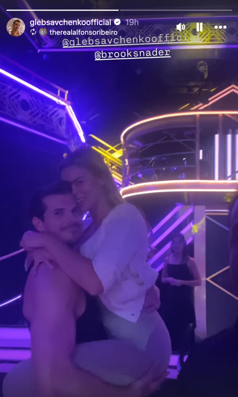 Gleb Savchenko holding Brooks Nader ahead of the "DWTS" Season 33 finale.