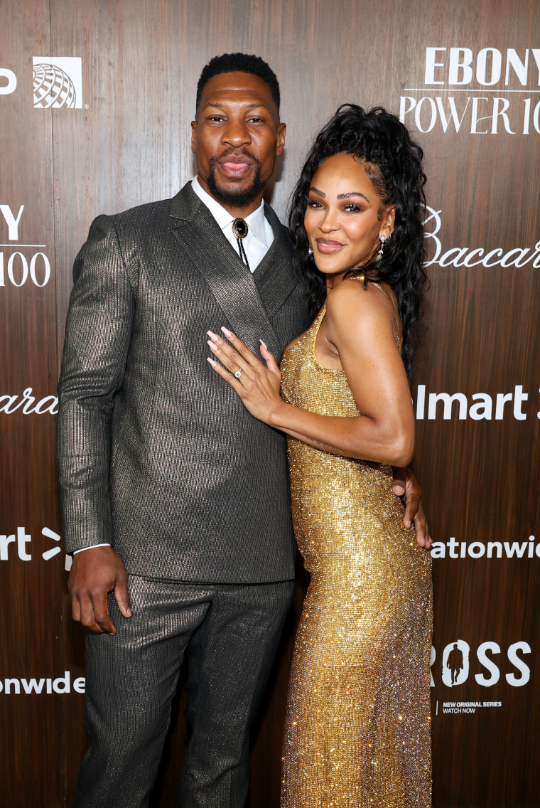 Jonathan Majors and Meagan Good at the 2024 Ebony Power 100 List at Nya Studios on Nov. 17, 2024 in Los Angeles.