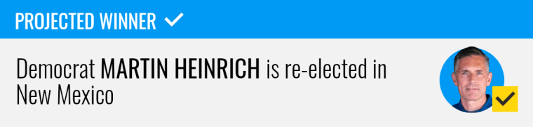 Top Stories Tamfitronics Democrat Martin Heinrich wins re-election to the U.S. Senate in New Mexico, NBC News projects