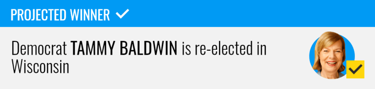 Democrat Tammy Baldwin wins re-election to the U.S. Senate in Wisconsin, NBC News projects