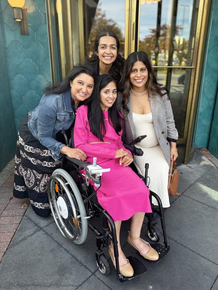 Me with friends in the pink dress that changed everything.