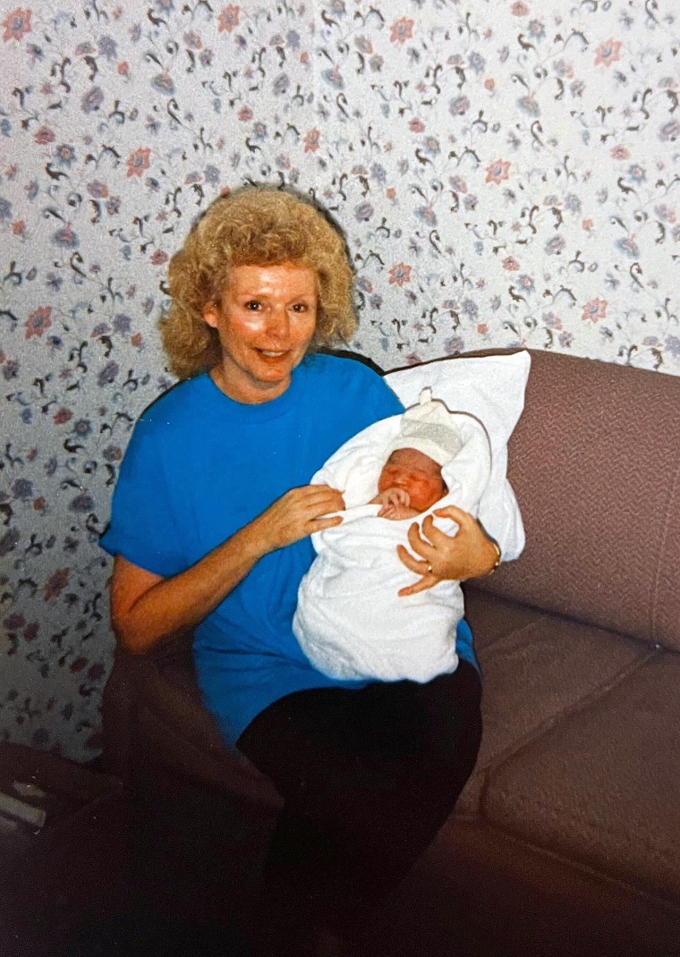 Alicia Mae Holloway with her adoptive mom Evelyn on the day she was born.