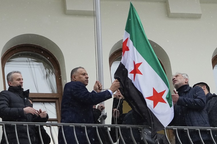 Syrian Flag Raised At Embassy Moscow