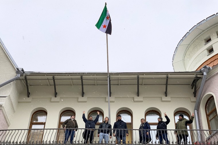 Syrian Flag Raised At Embassy Moscow