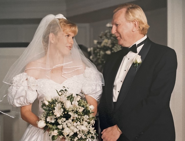 Karen Wandel and her father at her wedding.