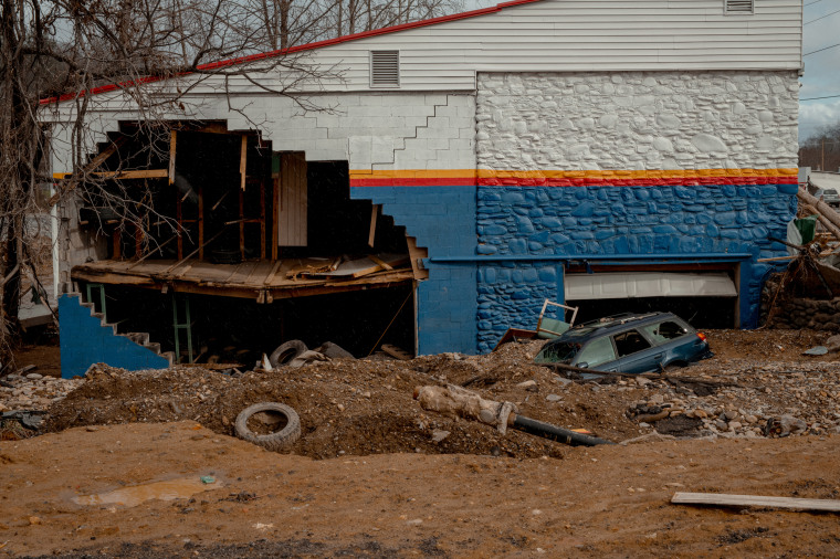 Storm damage from Hurricane Helene in Swannanoa, N.C.