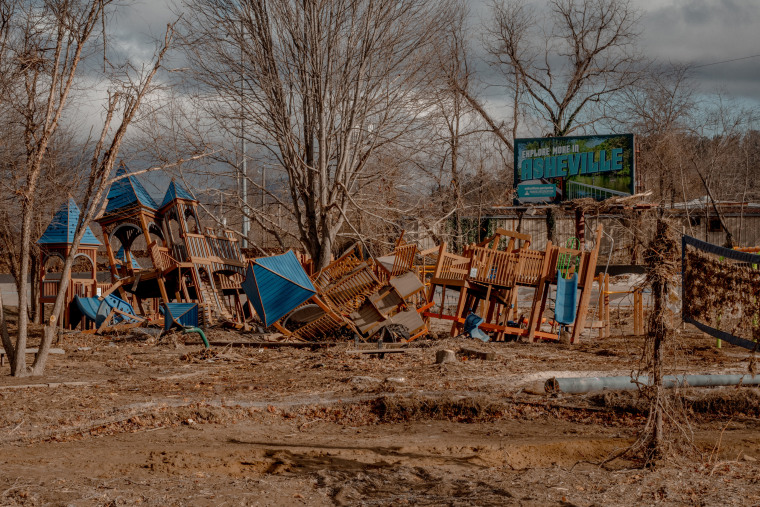 Carrier Park, along the French Broad River in Asheville, was among many places in the area destroyed by flooding.