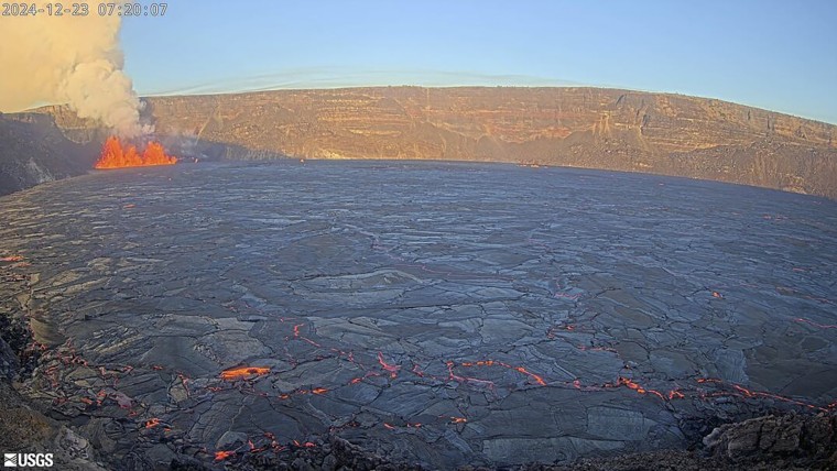 An eruption on the summit of the Kilauea volcano.