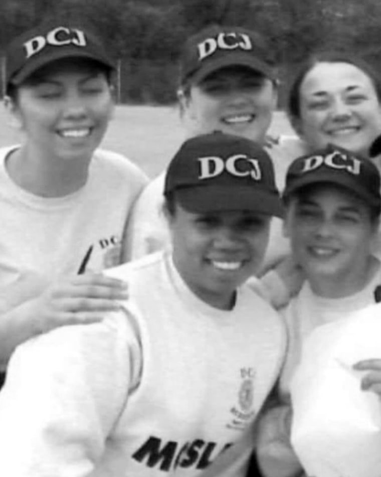 Monica Mosley, bottom left, at the police academy, with Michelle Urgo, bottom right.