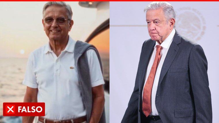 Comparación de una imagen real de Andrés Manuel López Obrador (derecha) y otra falsa de un video generado con Inteligencia Artificial. 