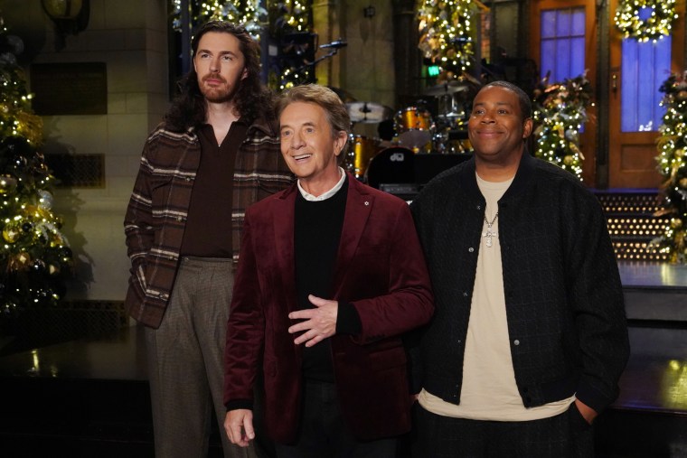 Musical guest Hozier, host Martin Short, and Kenan Thompson during Promos in Studio 8H on Thursday, December 19, 2024.