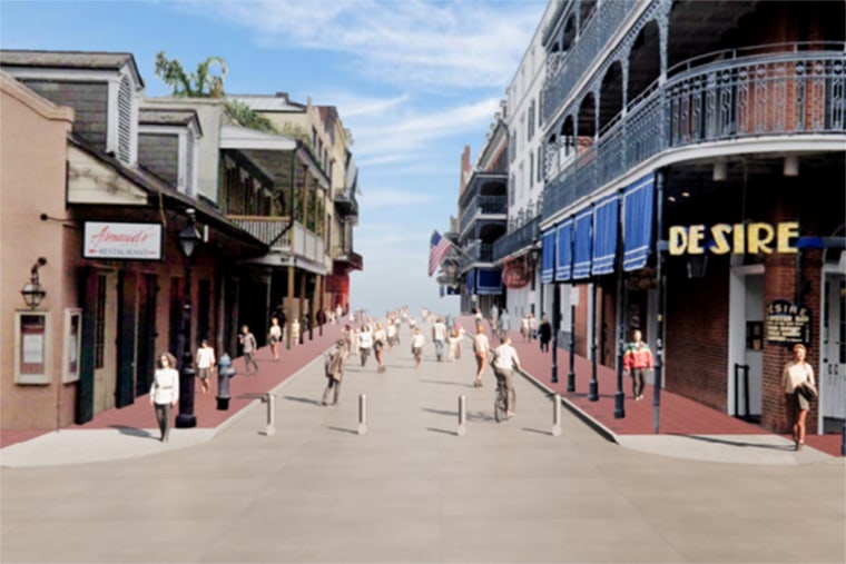 A conceptual illustration of the Bourbon Street Bollard Assessment & Replacement Project.