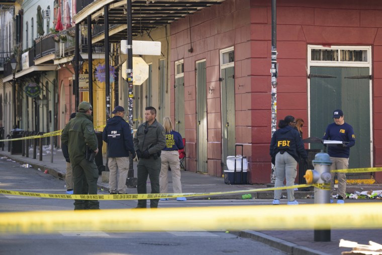 The FBI investigates the area on Orleans St and Bourbon Street