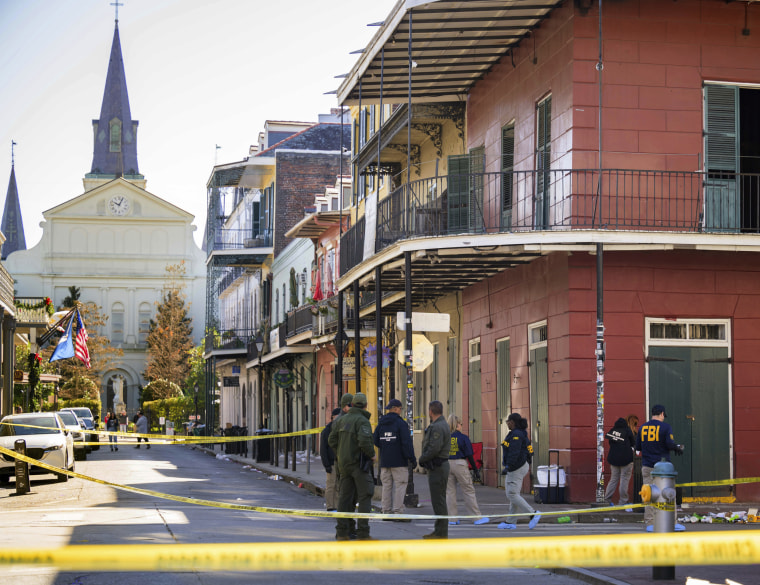 The FBI investigates the area on Orleans St and Bourbon Street