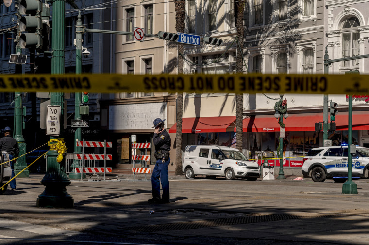 Image: The French Quarter, near Bourbon Street is blocked off 