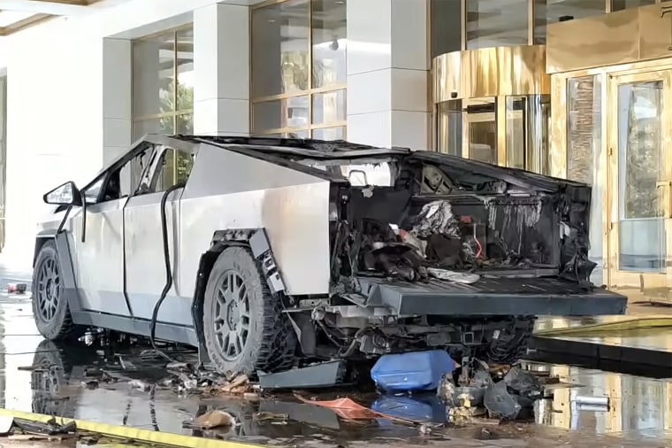 The Tesla Cybertruck that was involved in an explosion outside a Trump Hotel in Las Vegas.  